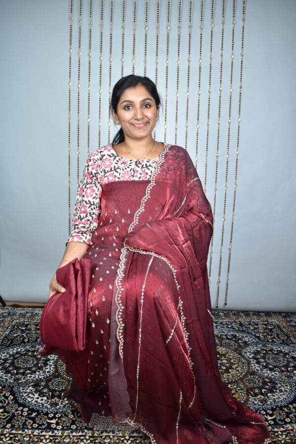 VO113 Velvet organza party wear stone worked salwar sets..