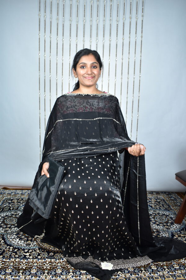 VO113 Velvet organza party wear stone worked salwar sets..