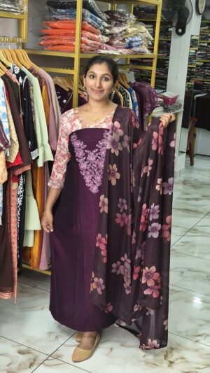 Semi rose silk salwar sets..CODE:SRS317
