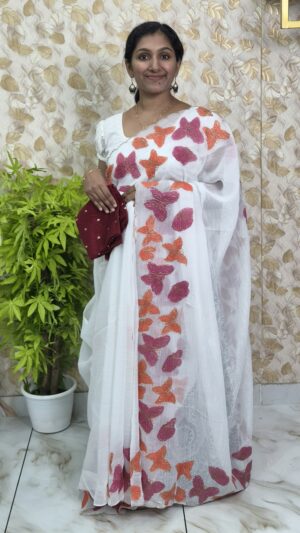 CRUSHED ORGANZA SAREE..CODE:SCH340